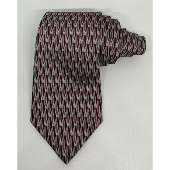 Resilio Tie 100% Silk Necktie Geometric Print Treated W/ Stain Resistant Fabric - Picture 2 of 10